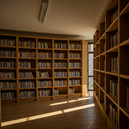 Livros em uma biblioteca